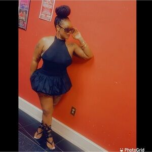 Black Mini Halter Bubble Dress